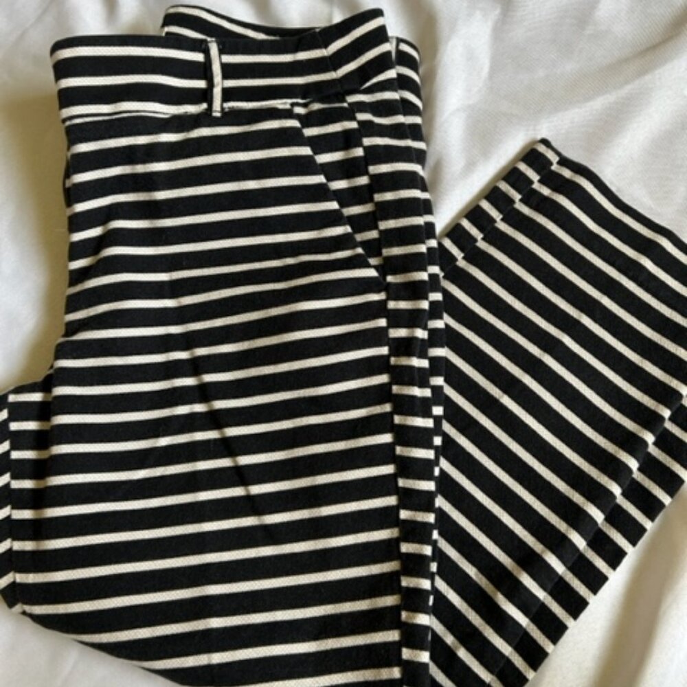 LOFT Black and White Striped Capris